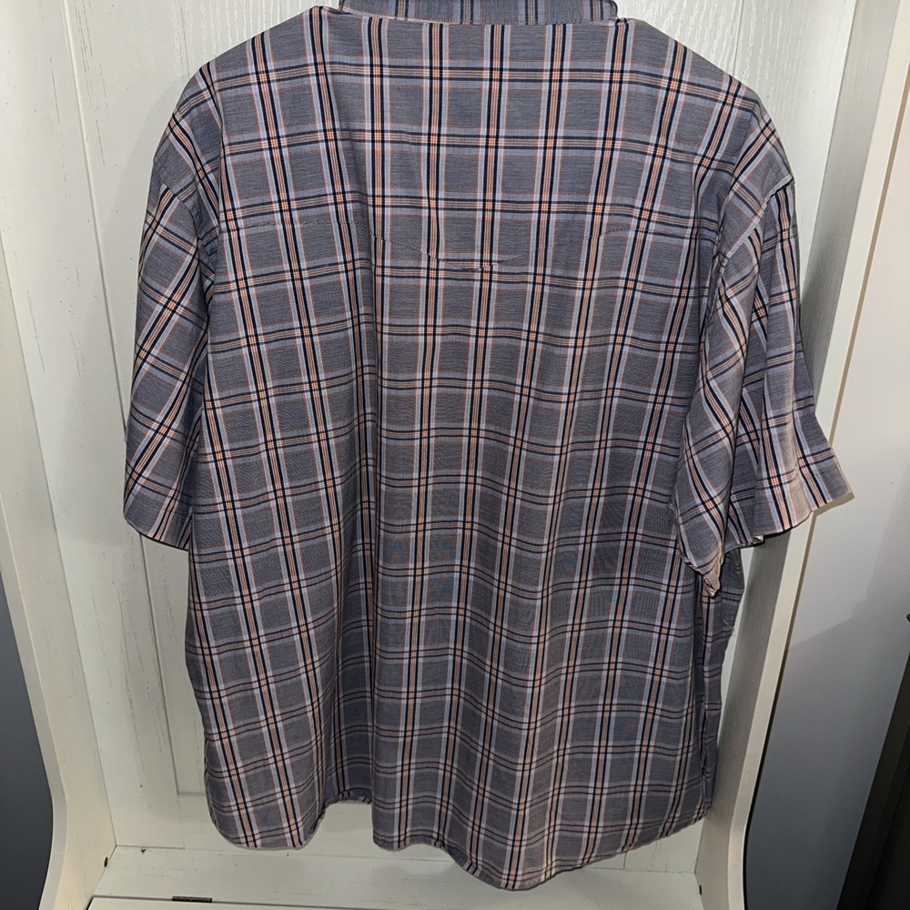 WRANGLER SHIRT‎ MENS PLAID PEARL SNAP WESTERN COWBOY VINTAGE Orange Navy - Picture 4 of 4